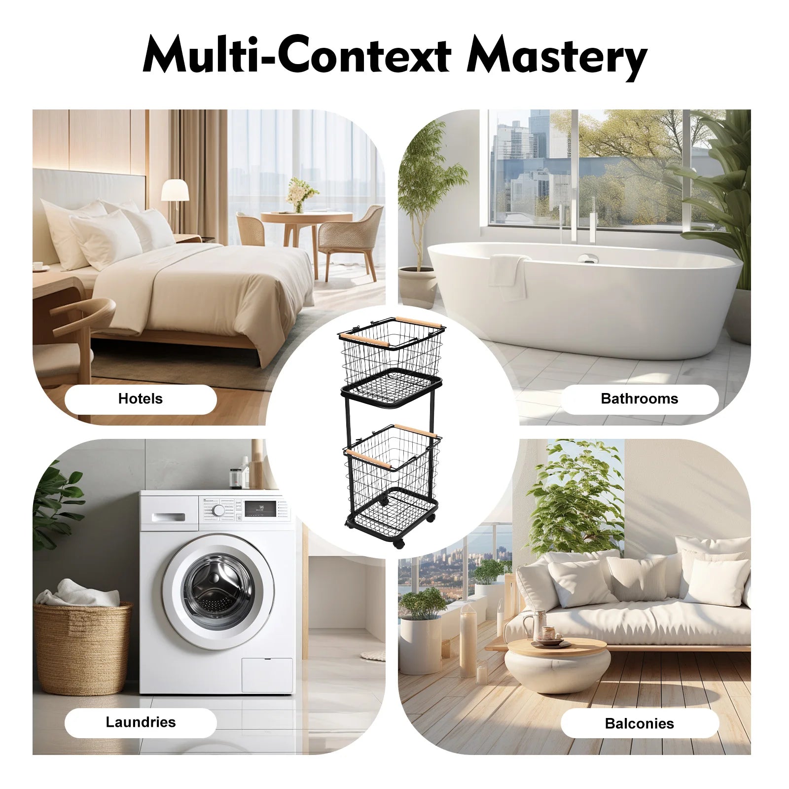 Slim Rolling Laundry Hamper with Storage Shelf