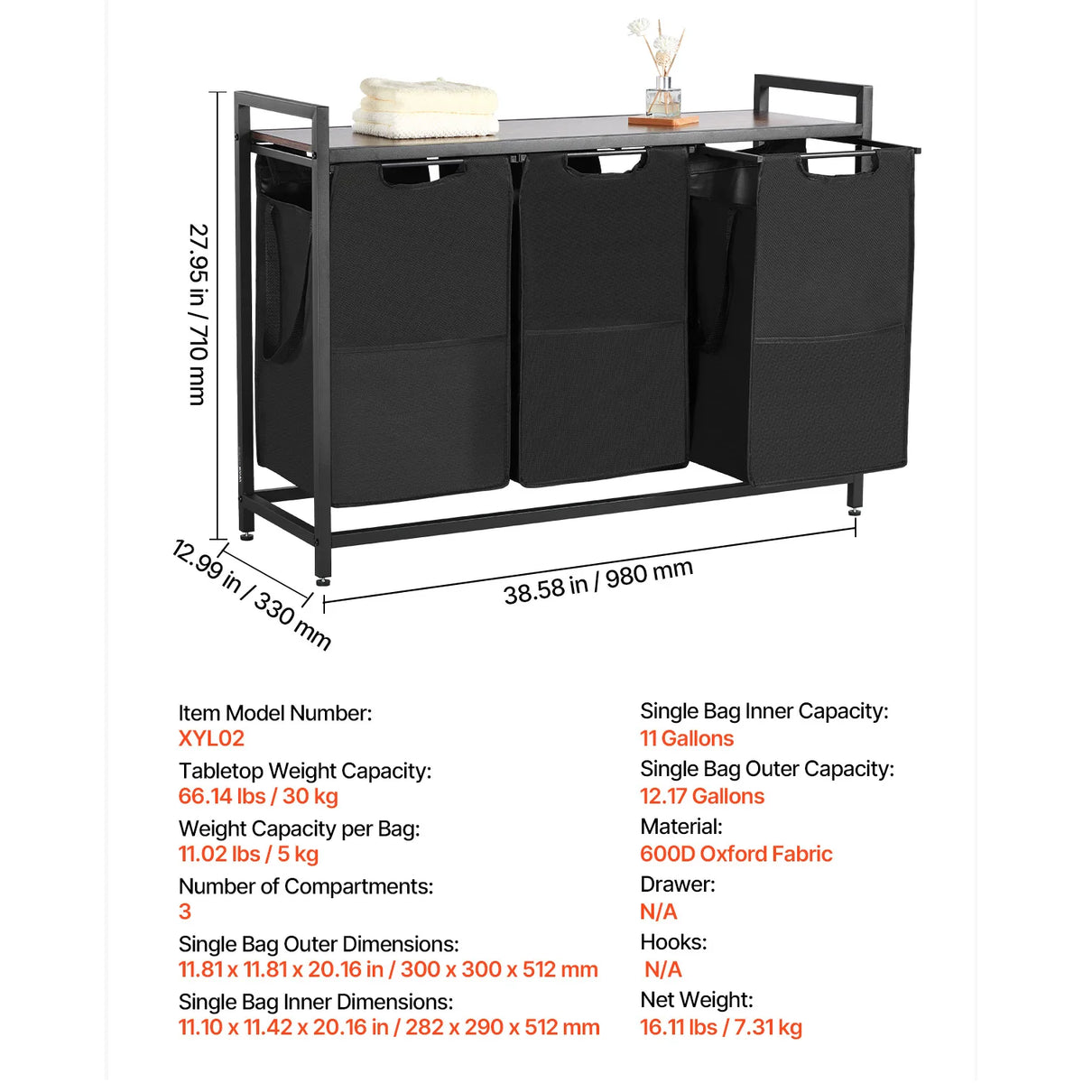 Multi-Bag Laundry Sorter Station