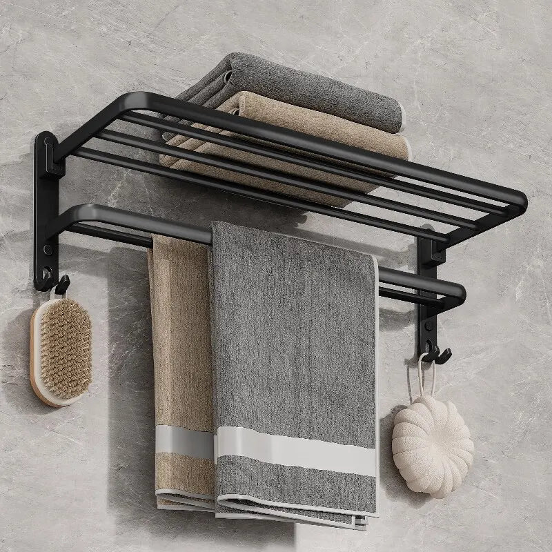 Premium Wall-Mounted Bathroom Shelf & Towel Rack