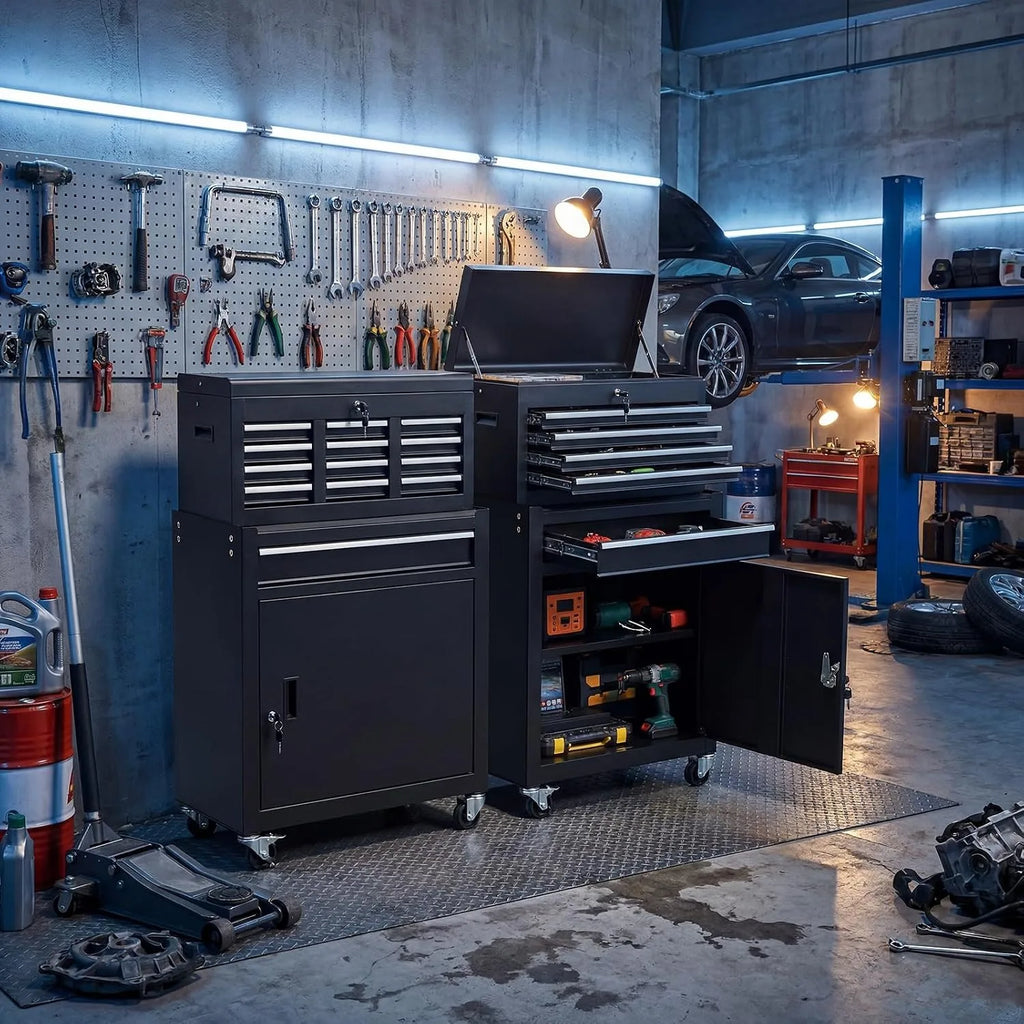 5-Drawer Rolling Tool Cabinet with Lockable Tool Box