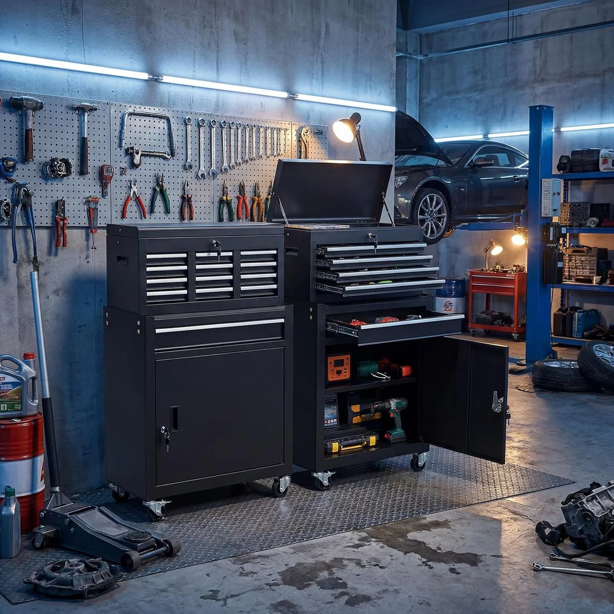 5-Drawer Rolling Tool Cabinet with Lockable Tool Box