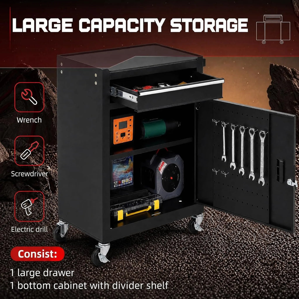 5-Drawer Rolling Tool Cabinet with Lockable Tool Box