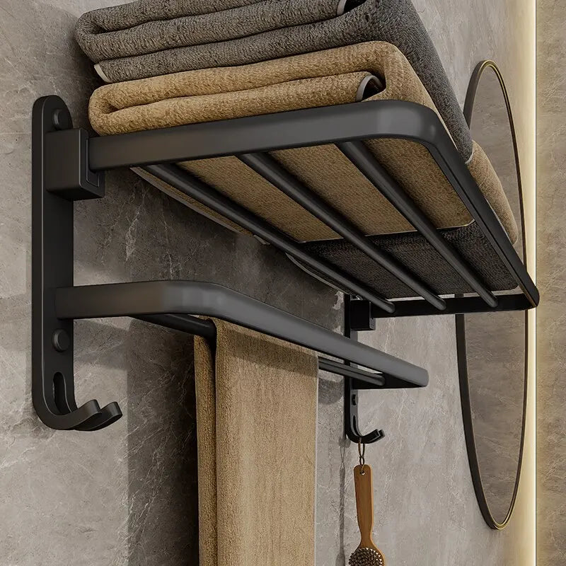 Premium Wall-Mounted Bathroom Shelf & Towel Rack