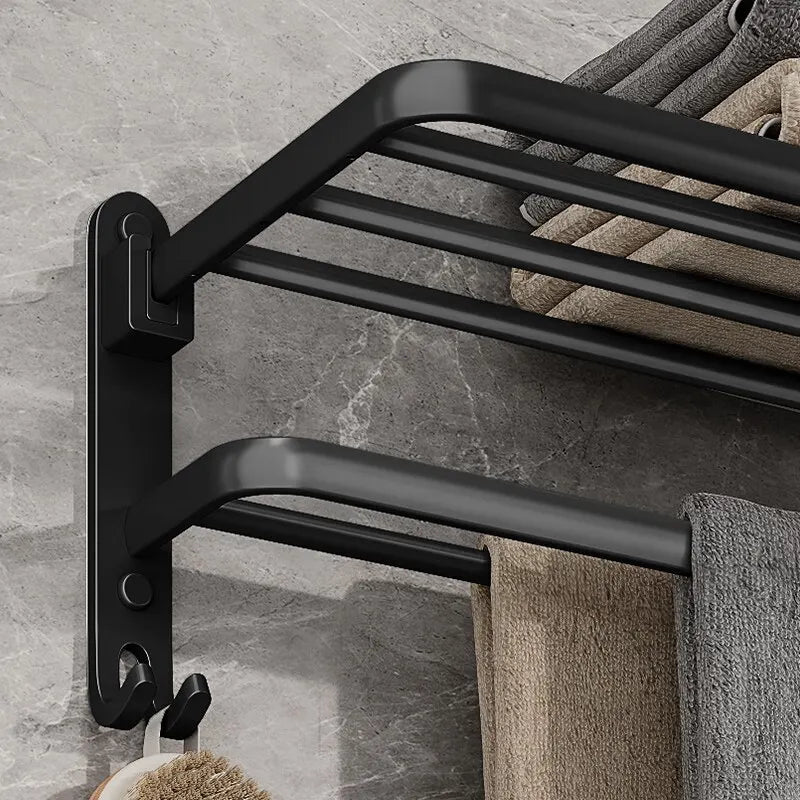 Premium Wall-Mounted Bathroom Shelf & Towel Rack
