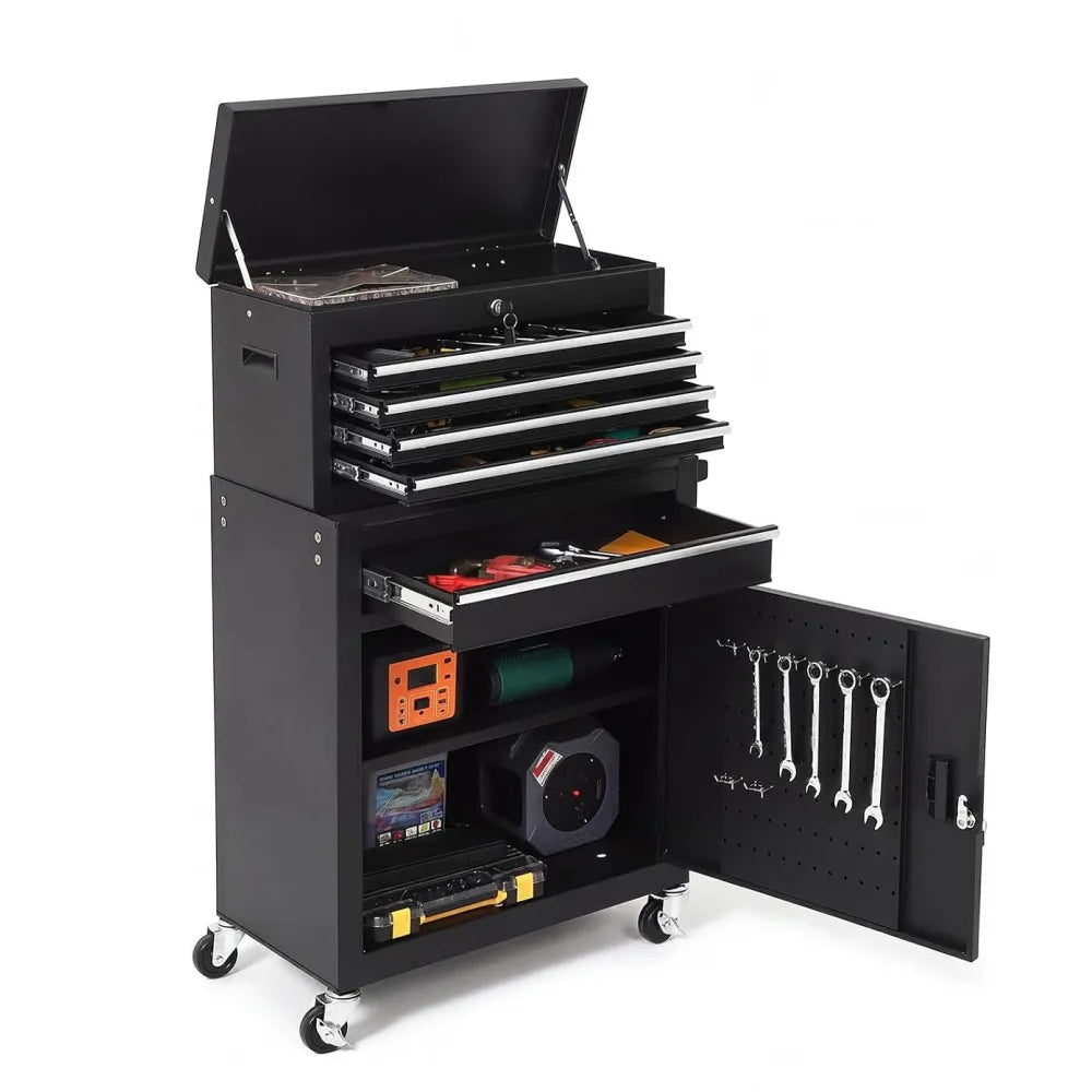 5-Drawer Rolling Tool Cabinet with Lockable Tool Box