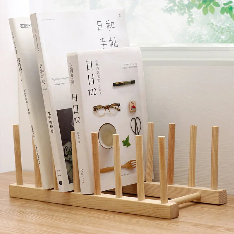 Natural Bamboo Plate & Cutting Board Organizer