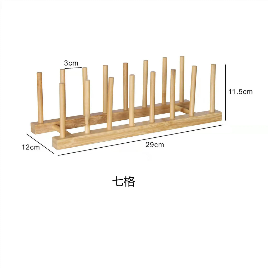 Natural Bamboo Plate & Cutting Board Organizer