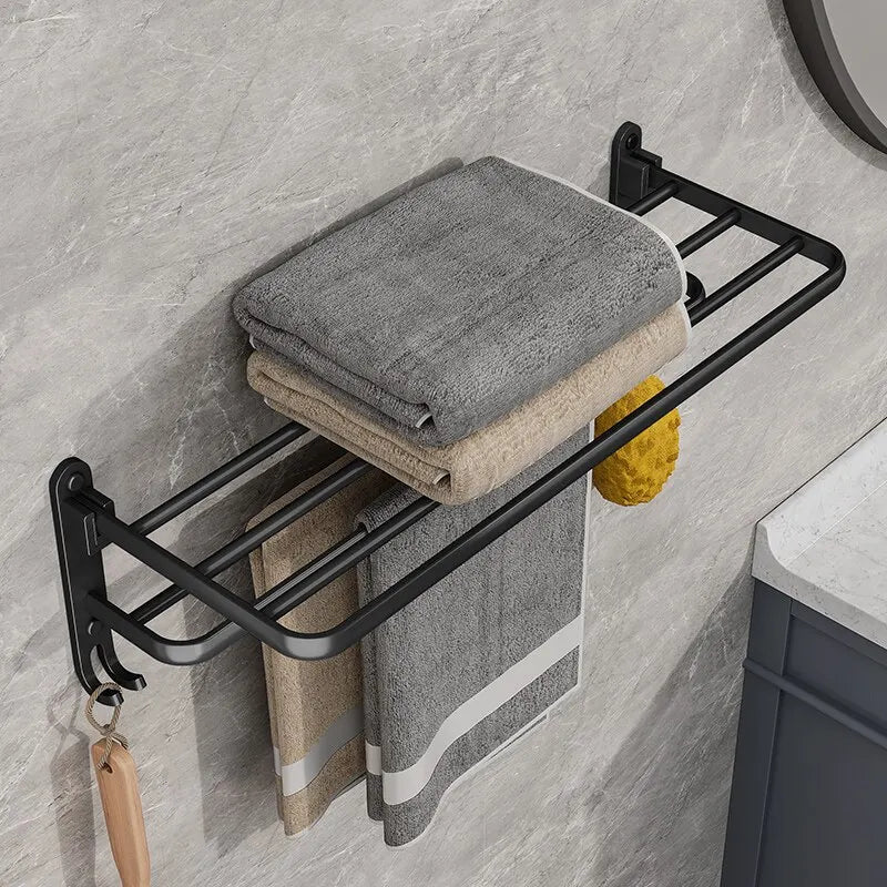Premium Wall-Mounted Bathroom Shelf & Towel Rack