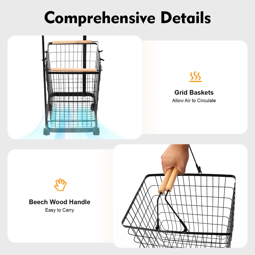 Slim Rolling Laundry Hamper with Storage Shelf