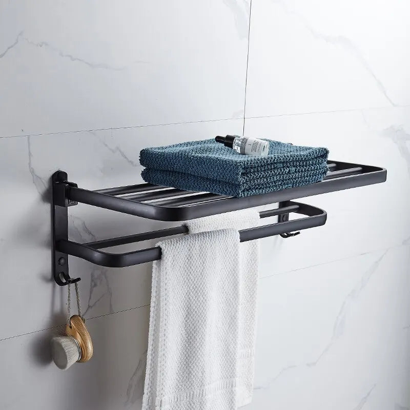 Premium Wall-Mounted Bathroom Shelf & Towel Rack