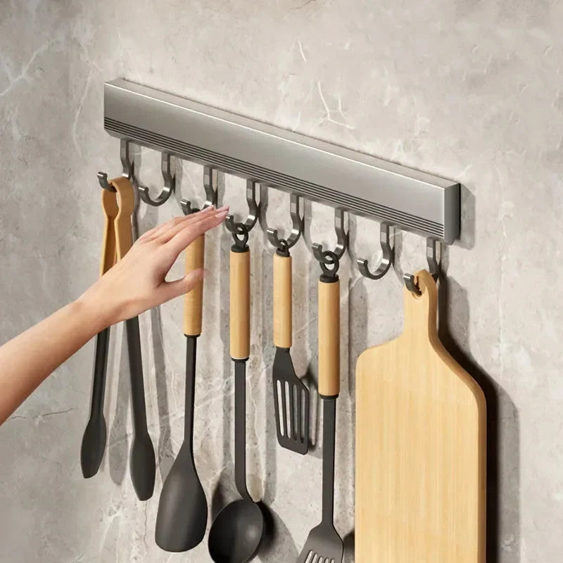 Wall-Mounted Kitchen Utensil Rail