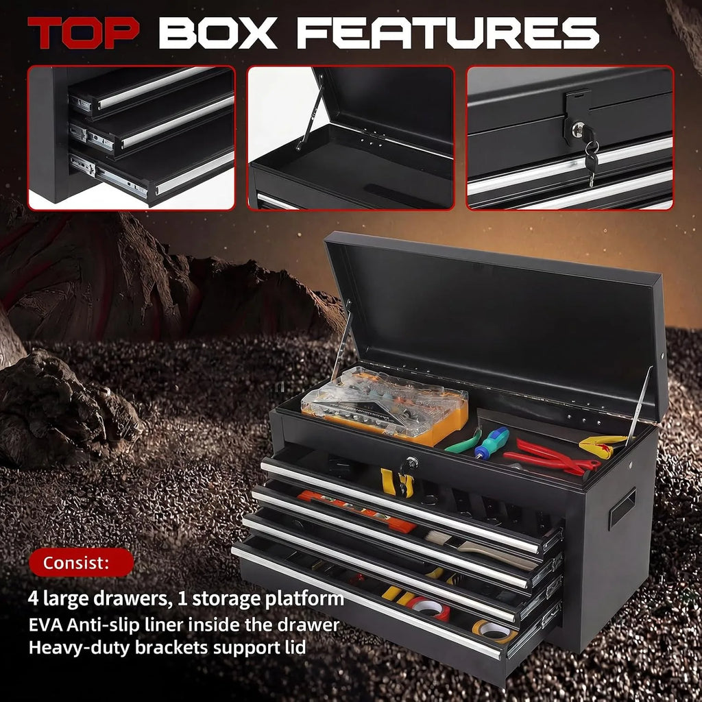 5-Drawer Rolling Tool Cabinet with Lockable Tool Box