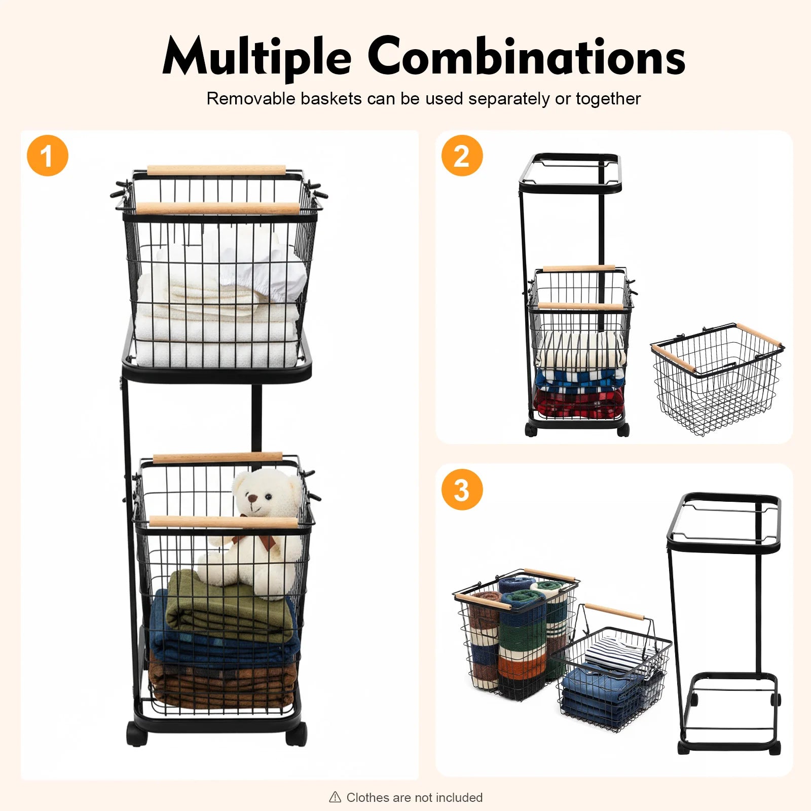 Slim Rolling Laundry Hamper with Storage Shelf