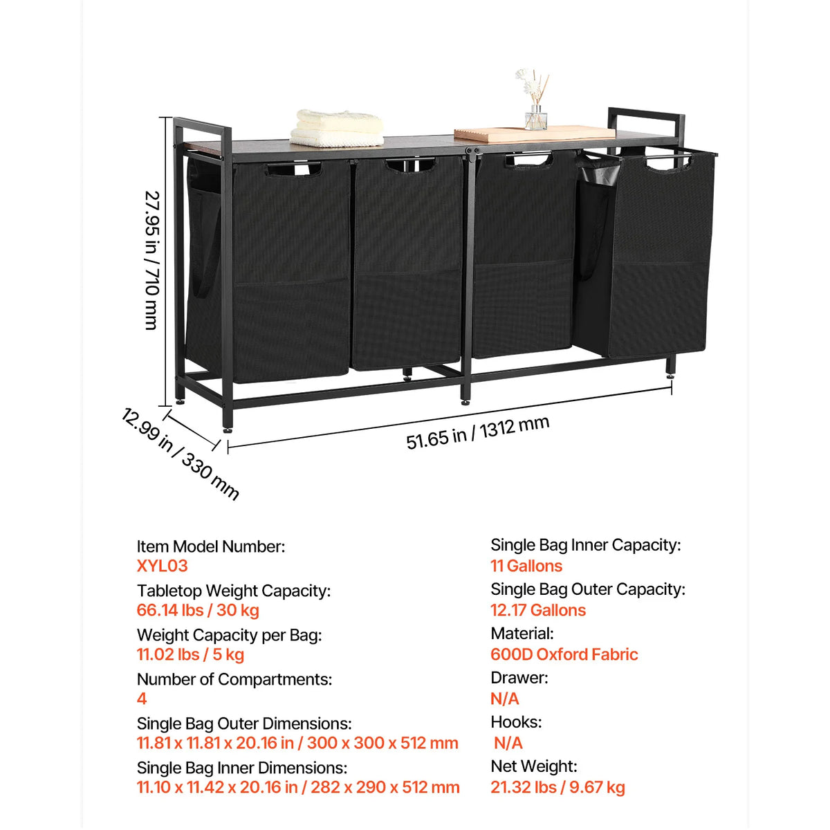 Multi-Bag Laundry Sorter Station