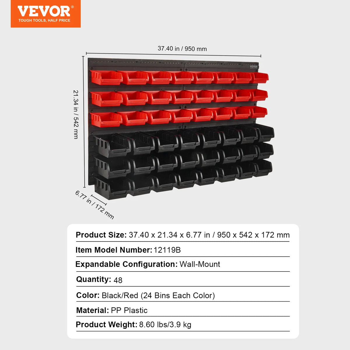 Wall-Mounted Garage Parts & Bin Organizer